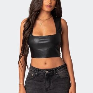 NWT Edikted Faux Leather Crop Top